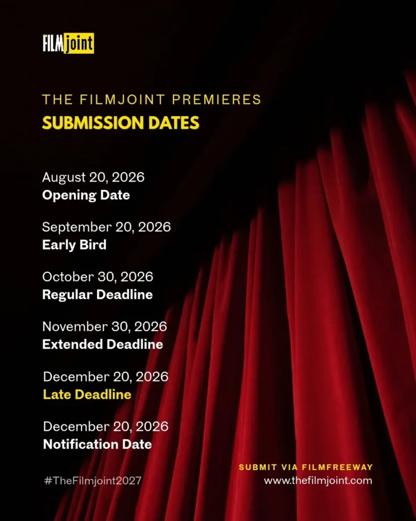 The Filmjoint 2027 submissions announcement for The Filmjoint Premieres and Awards