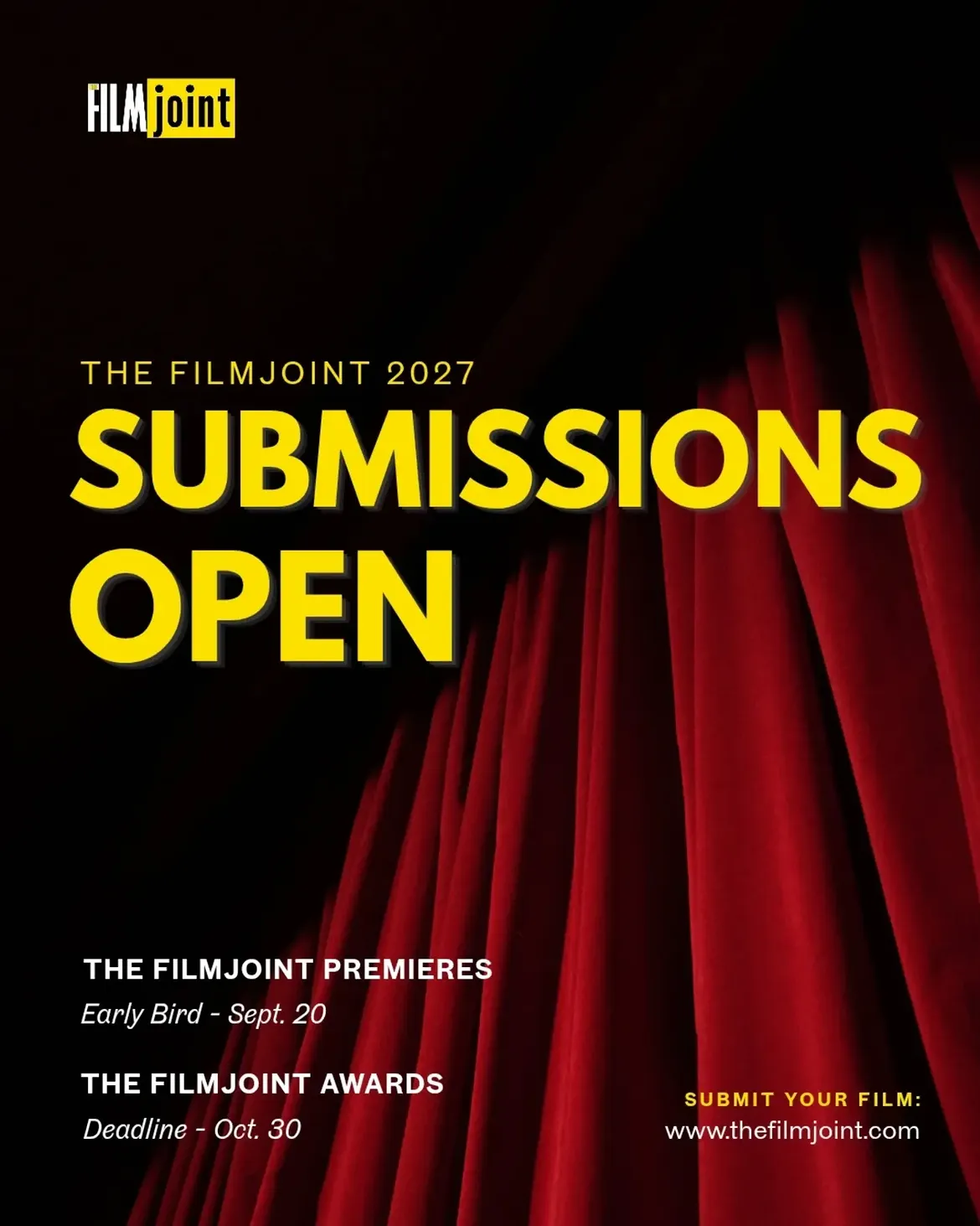 The Filmjoint 2027 submissions announcement for The Filmjoint Premieres and Awards