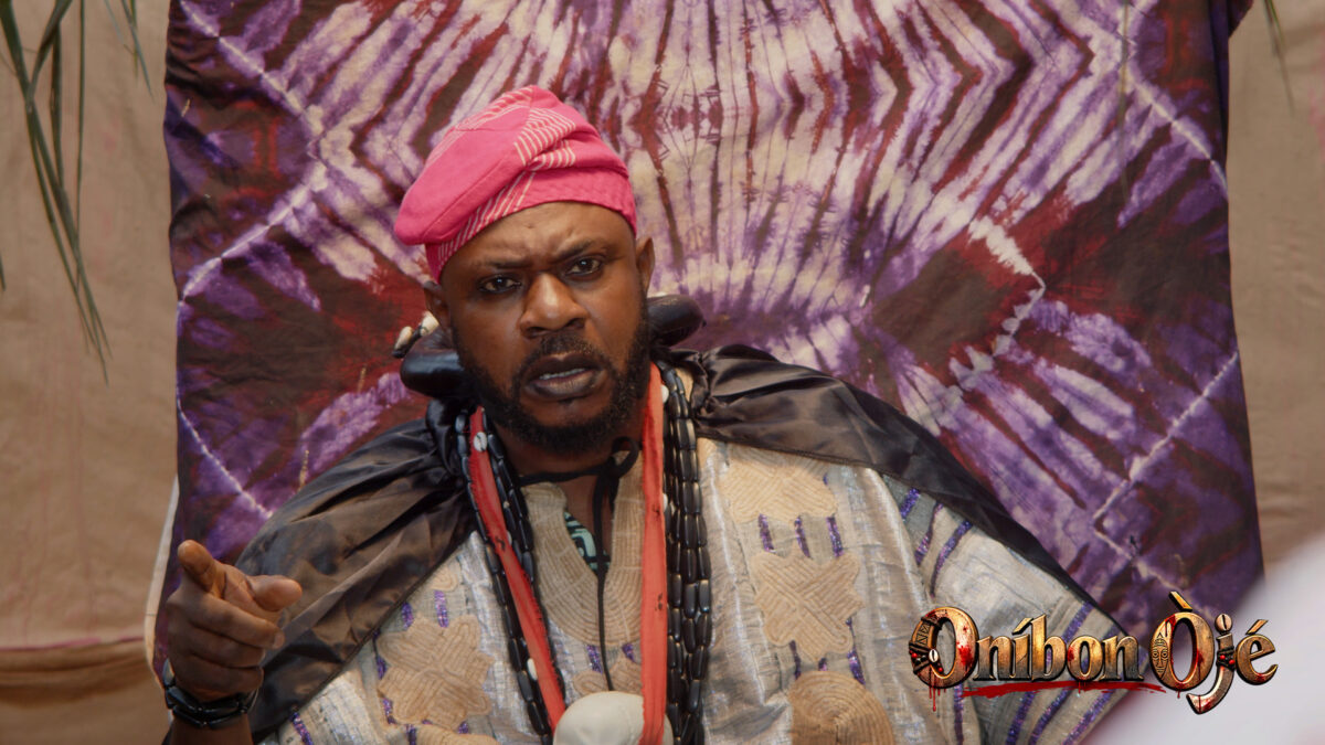 Odunlade Adekola as a warlord in the Yoruba epic film Onibọn Oje