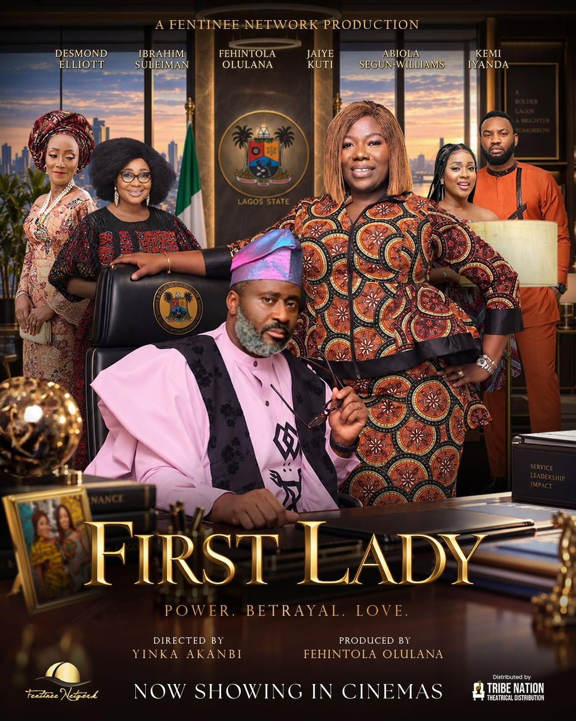 First Lady film poster featuring Fehintola Olulana and Desmond Elliot