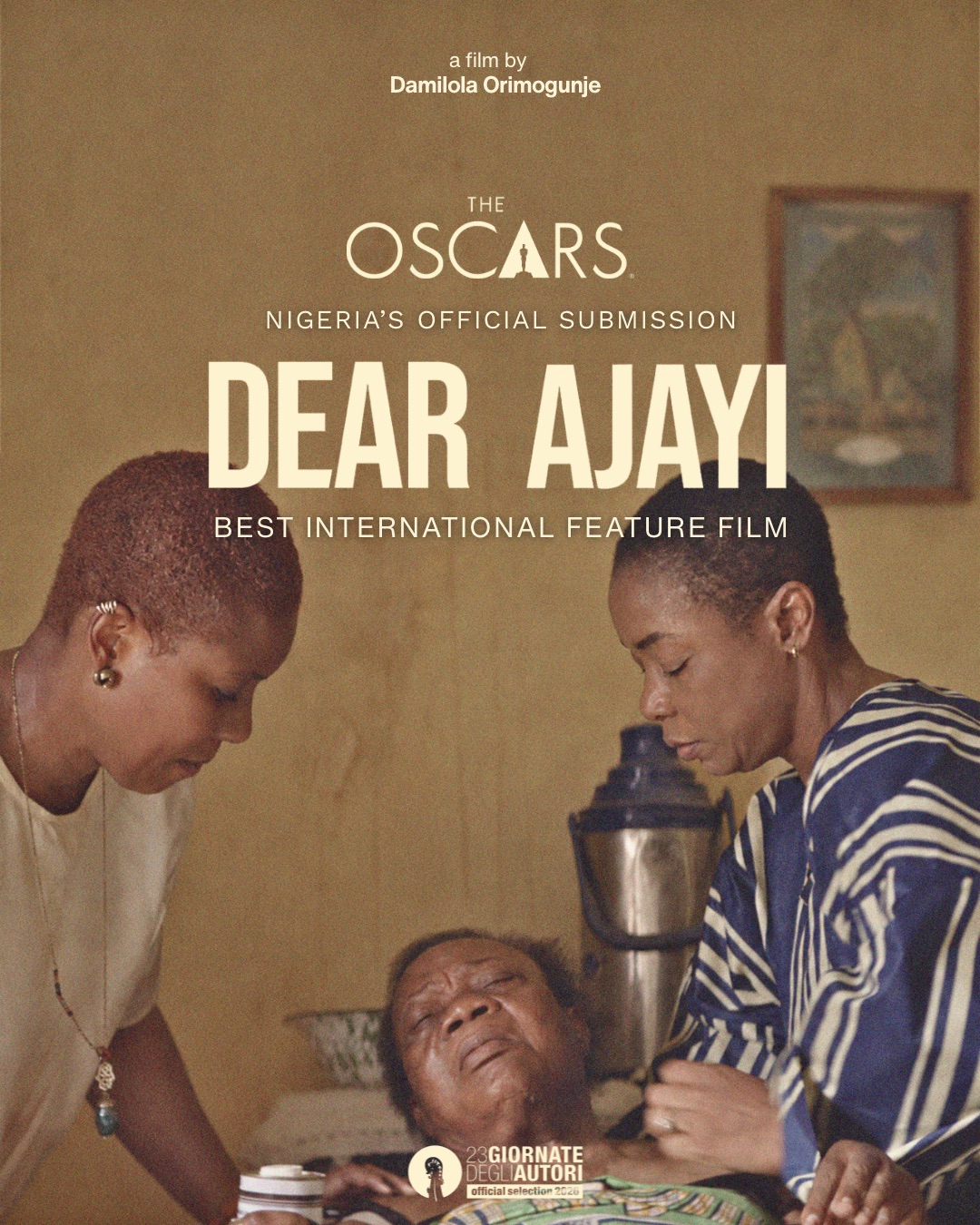 Dear Ajayi Oscar submission artwork showing two women tending to an older woman