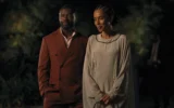 David Oyelowo and Sophie Okonedo standing outdoors at night in Clarissa